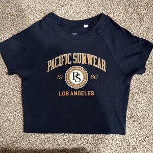 PacSun Navy Blue Crop Top with Gold Print
